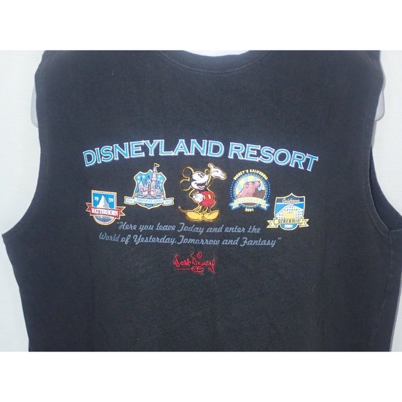 DisneyLand Resort‎ Mens XL Sleeveless Tank Top Black 2001 Embroidered - Picture 2 of 5